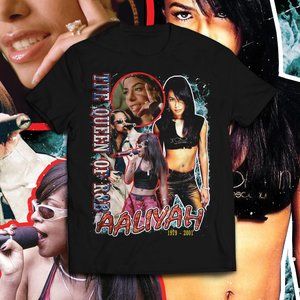 Vintage Style Black Aaliyah R&B 90's Tee